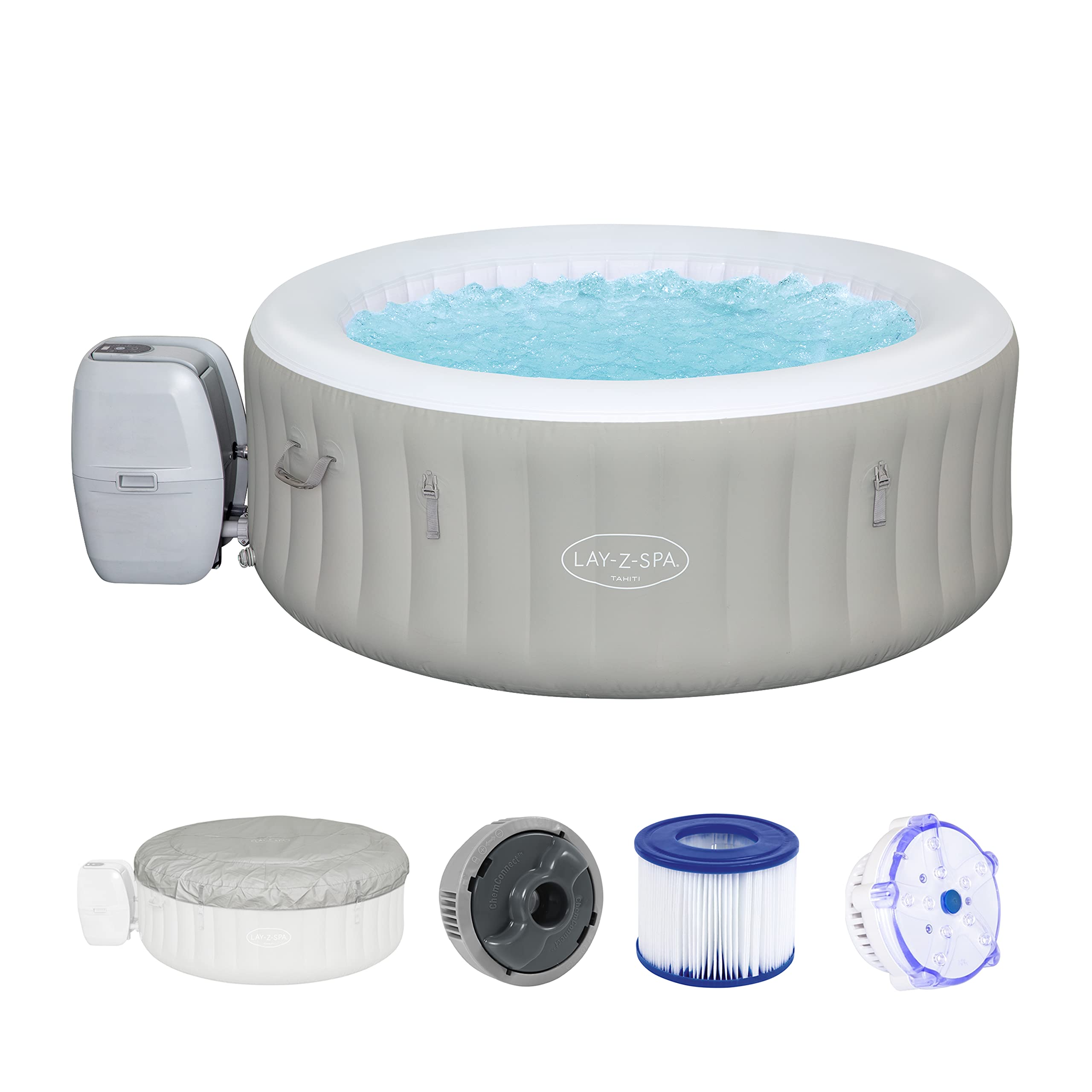 BESTWAY LAY-Z-SPA® Tahiti Airjet™ + Spa d'eau chaude + Familles + Jardin + Massotherapy + 180 x 66 cm + 2-4 personnes + 
