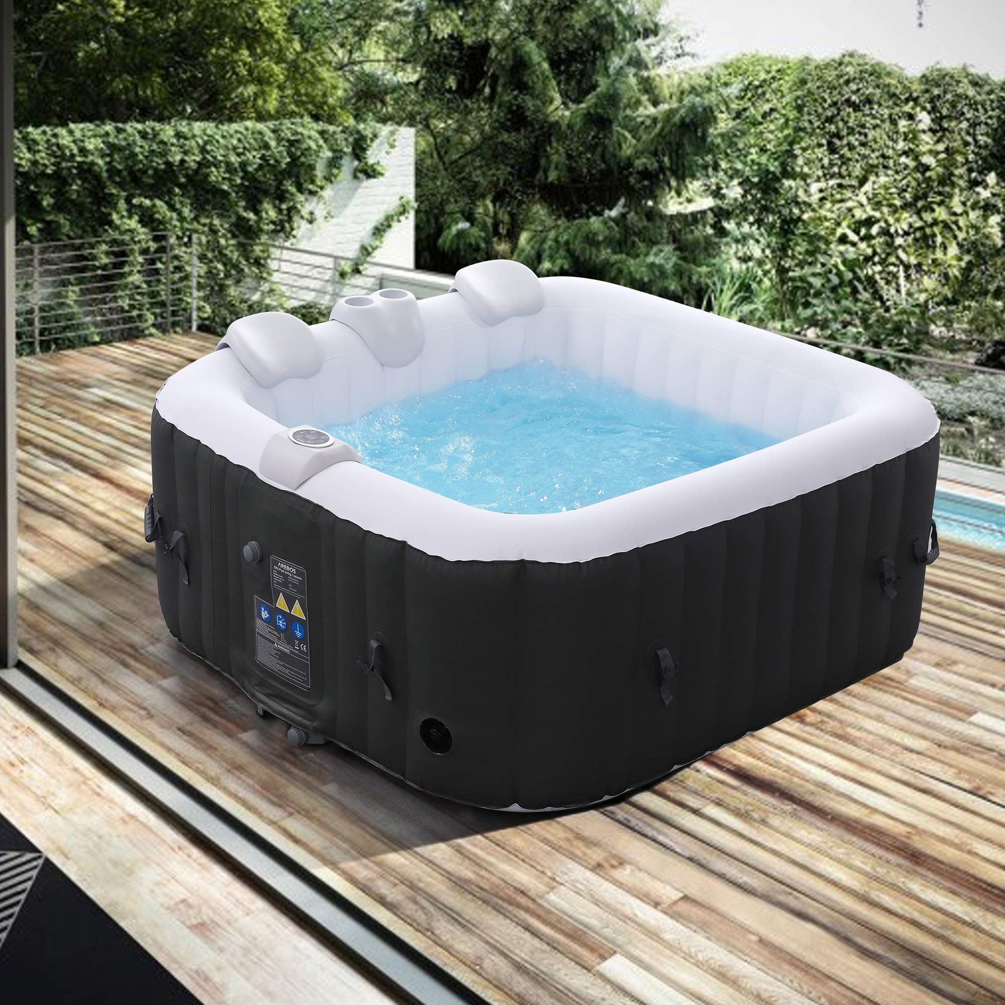 Spa gonflable Arebos 100 Jets de Massage | Pour Adultes | Intérieur et Extérieur | Massage Bien-être | 154x154cm | 4 Pla